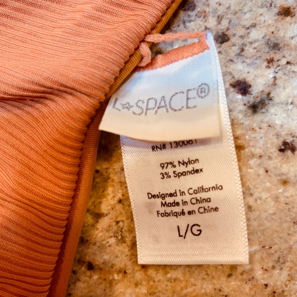 L* Space Lee Lee Ribbed Bikini Color AMBER Top and Bottom Size Large NWOT Beach - Picture 6 of 14